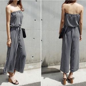 Stripped Jumpsuit Sleeveless Black & White